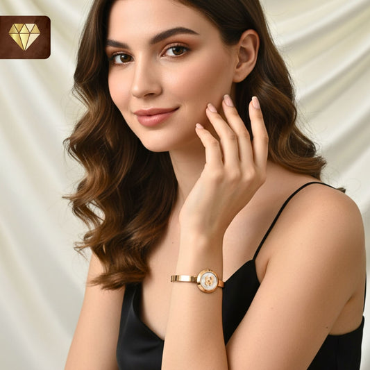 Rose Gold-Plated Minimalist Kada Bracelet with Enamel Round