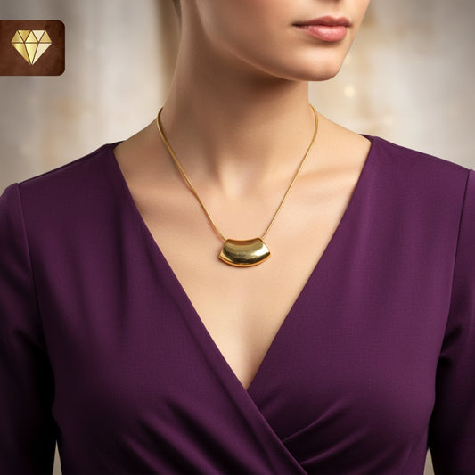 Minimalist gold-plated geometric pendant necklace with sleek high-polish finish for women