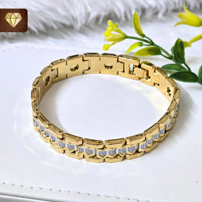 Men’s Gold Chain Bracelet with Silver Accents – Luxury Style