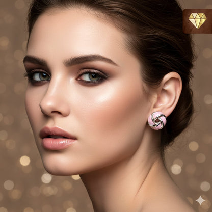 Pink Enamel Knot Stud Earrings – Vintage Pastel Jewelry