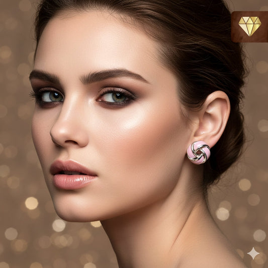 Pink Enamel Knot Stud Earrings – Vintage Pastel Jewelry