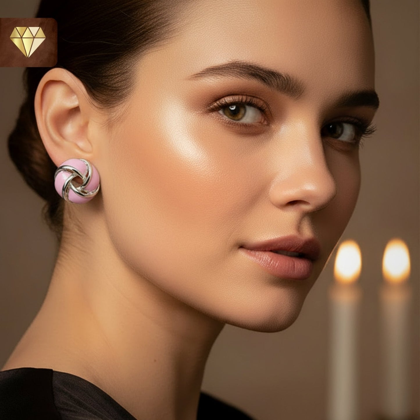 Pink Enamel Knot Stud Earrings – Vintage Pastel Jewelry