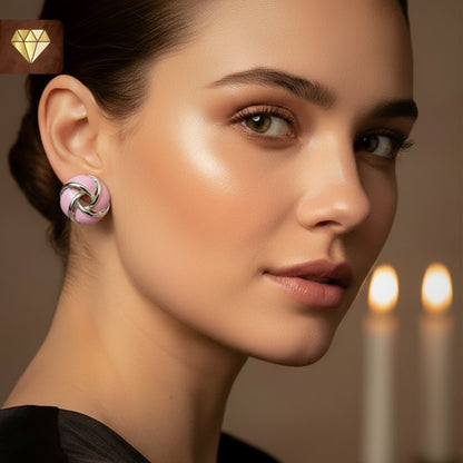 Pink Enamel Knot Stud Earrings – Vintage Pastel Jewelry