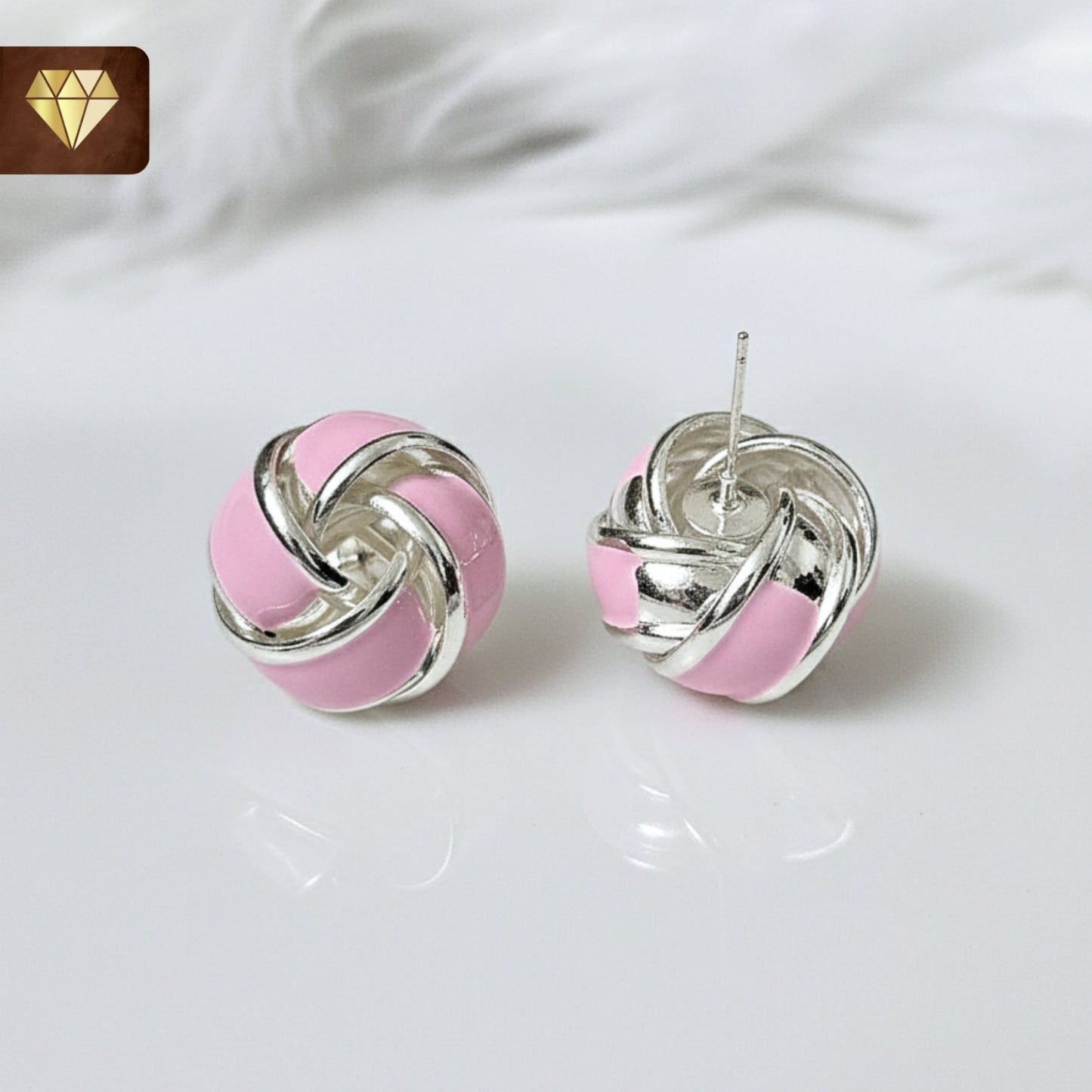 Pink Enamel Knot Stud Earrings – Vintage Pastel Jewelry