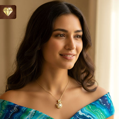 Mermaid Pendant Necklace with Pearl & CZ Stones – Ocean-Inspired