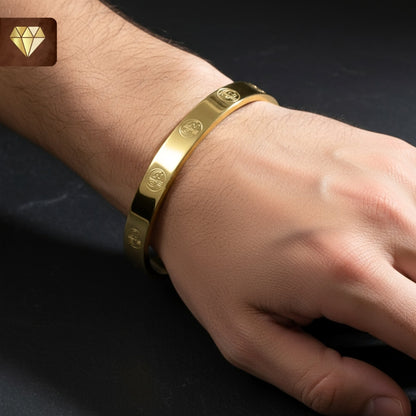 Men’s Om Engraved Gold Kada – Spiritual Bracelet