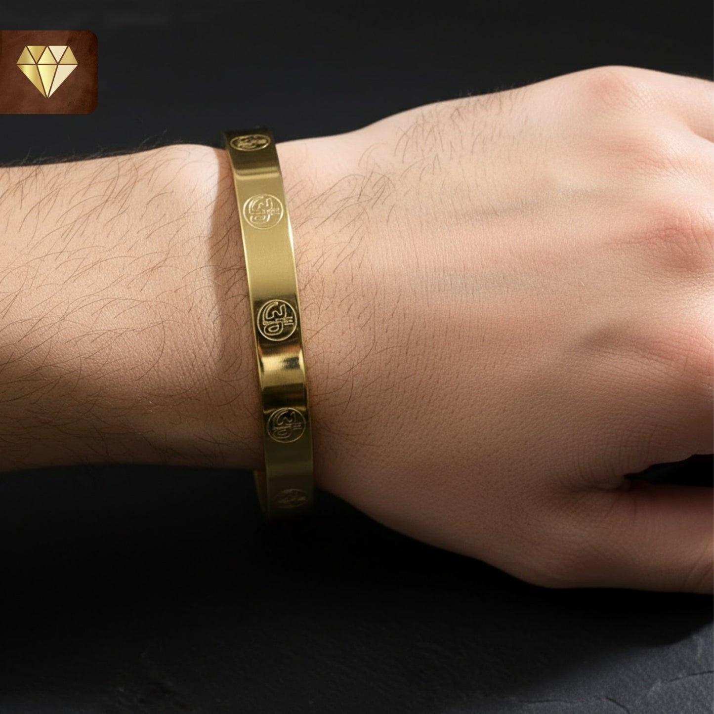 Men’s Om Engraved Gold Kada – Spiritual Bracelet