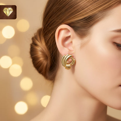 Sculptural Knot Gold Stud Earrings – Vintage-Inspired Style