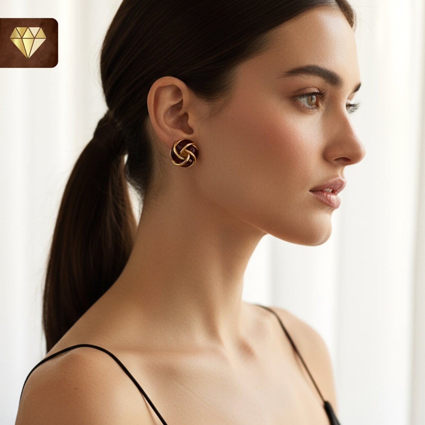 Wine Red Enamel Knot Earrings – Vintage Stud Jewelry