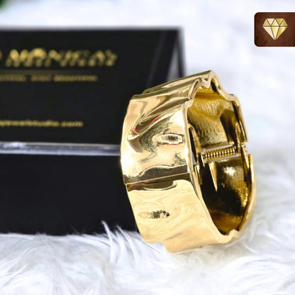 Gold-Plated Broad Wave Design Kada Bracelet