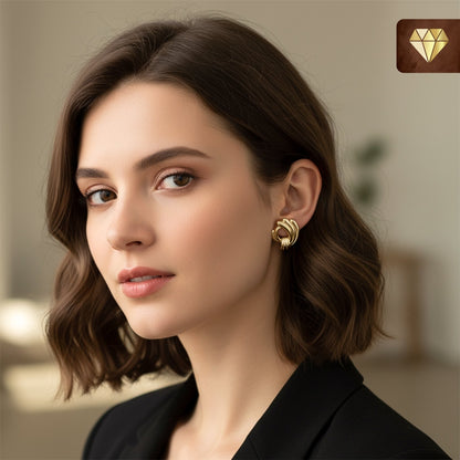 Sculptural Knot Gold Stud Earrings – Vintage-Inspired Style