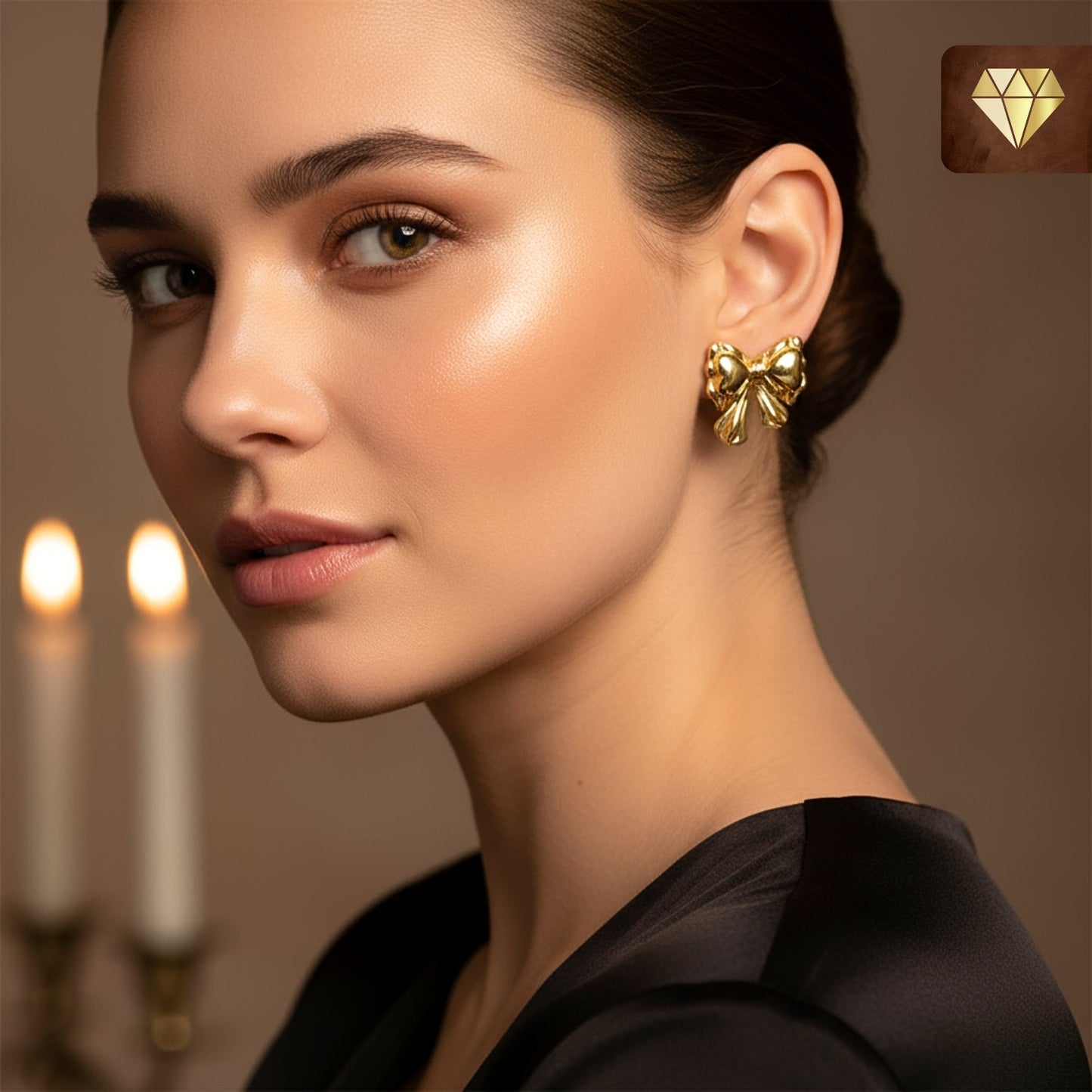 Gold Bow Knot Stud Earrings – Cute Minimalist Ribbon Design