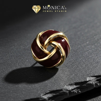 Wine Red Enamel Knot Earrings – Vintage Stud Jewelry
