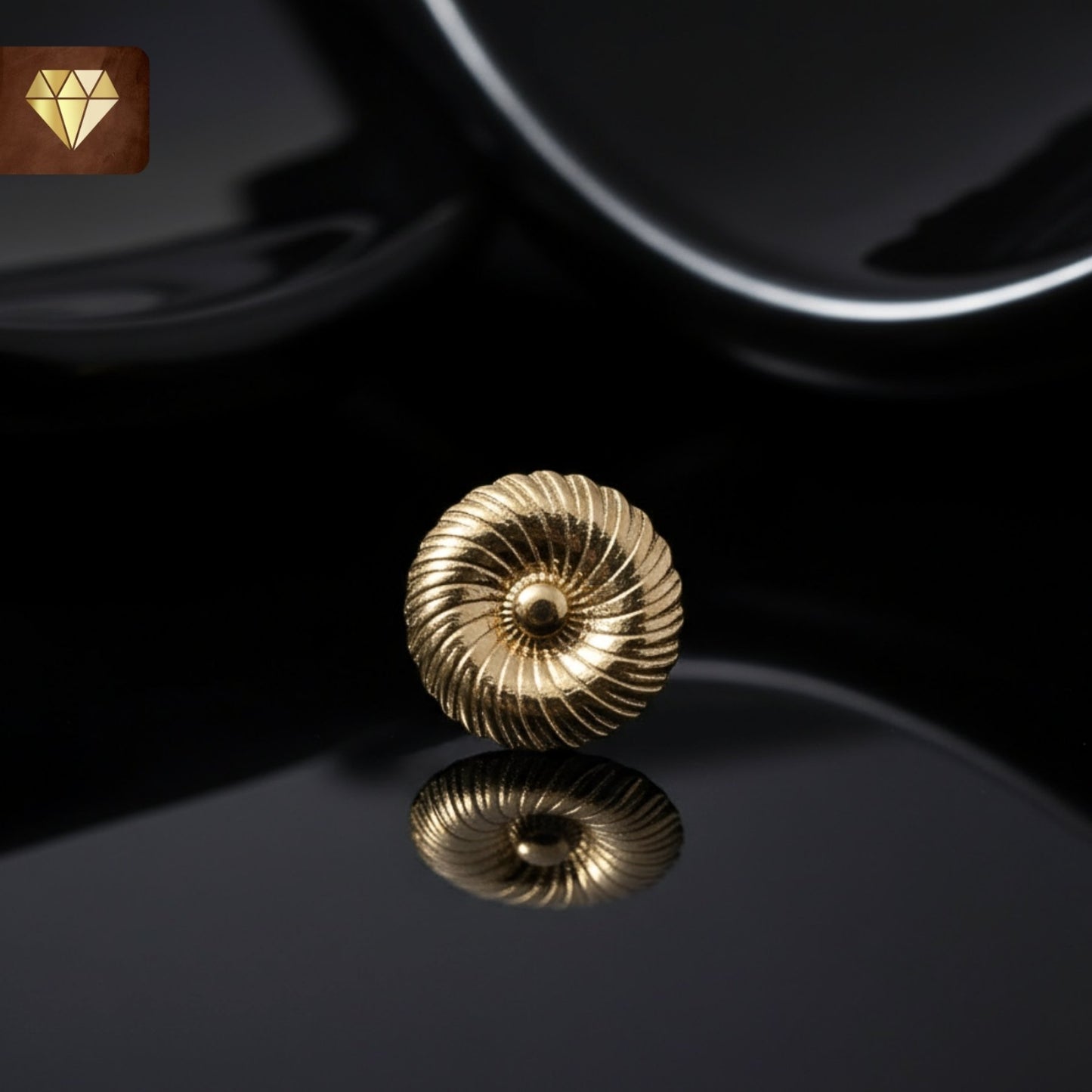 Gold Textured Round Stud Earrings – Vintage Spiral Design