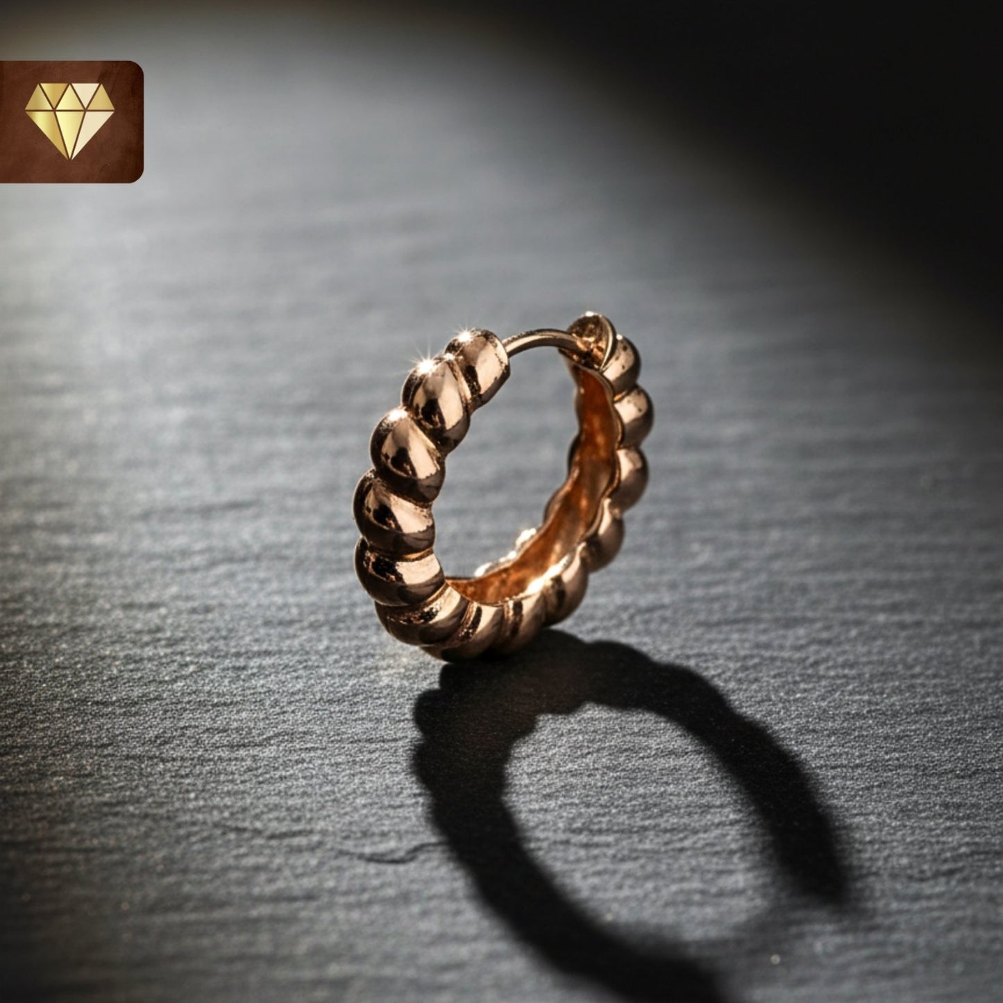 Tiny Rose Gold Rope Hoop Earrings – Minimalist Huggies