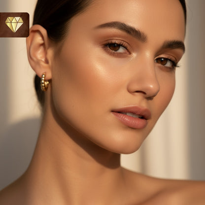 Tiny Rose Gold Rope Hoop Earrings – Minimalist Huggies