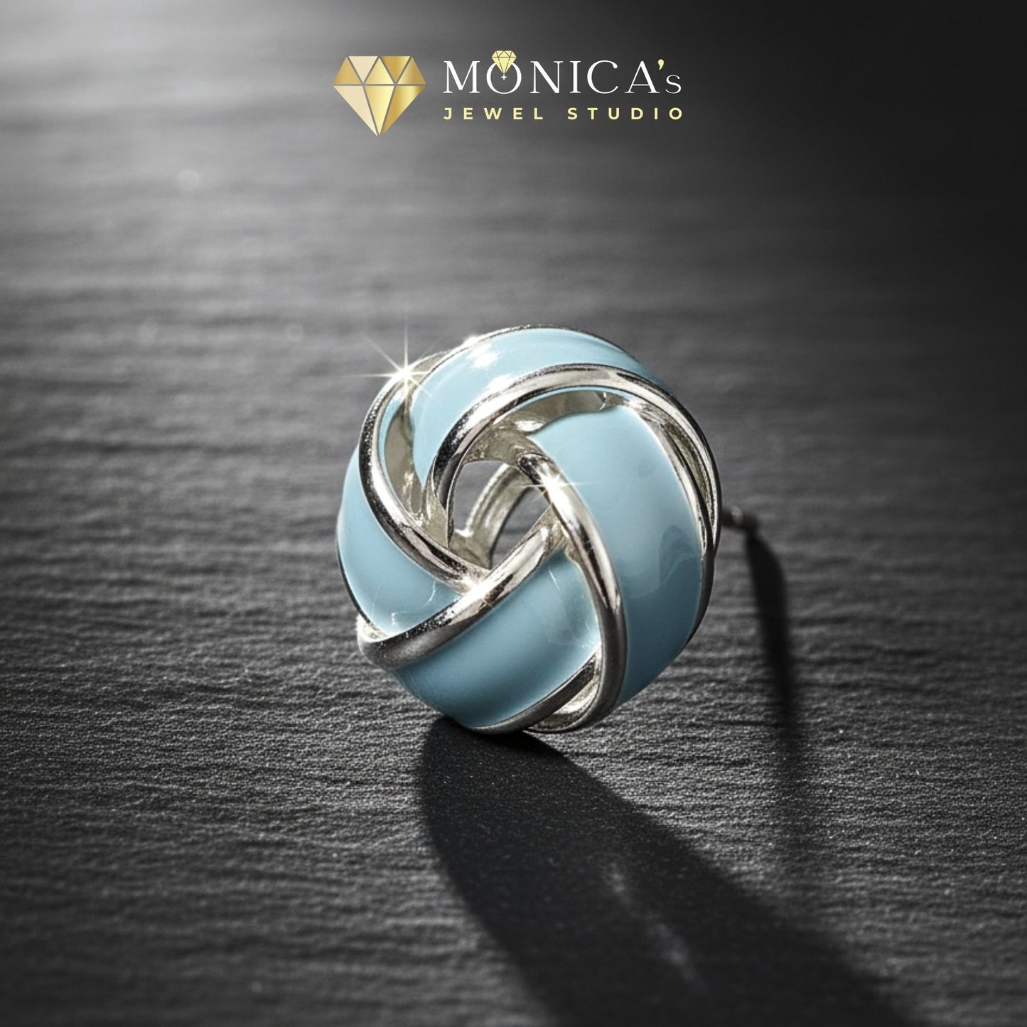 Sky Blue Enamel Knot Silver Stud Earrings – Vintage Jewelry