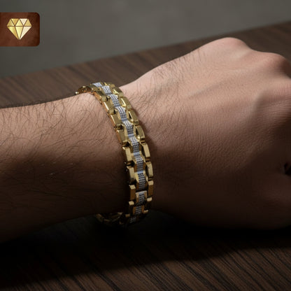 Men’s Gold Chain Bracelet with Silver Accents – Luxury Style