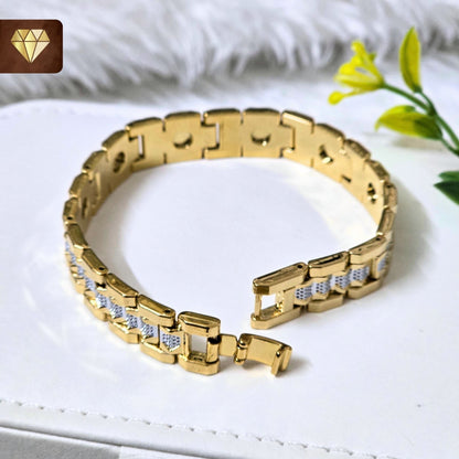 Men’s Gold Chain Bracelet with Silver Accents – Luxury Style