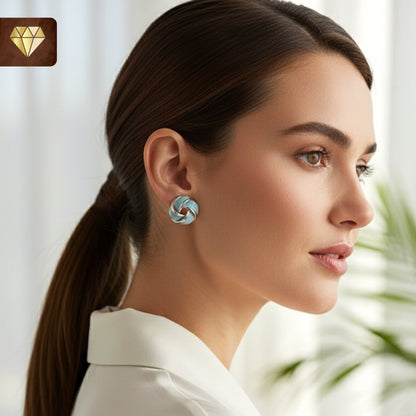Sky Blue Enamel Knot Silver Stud Earrings – Vintage Jewelry
