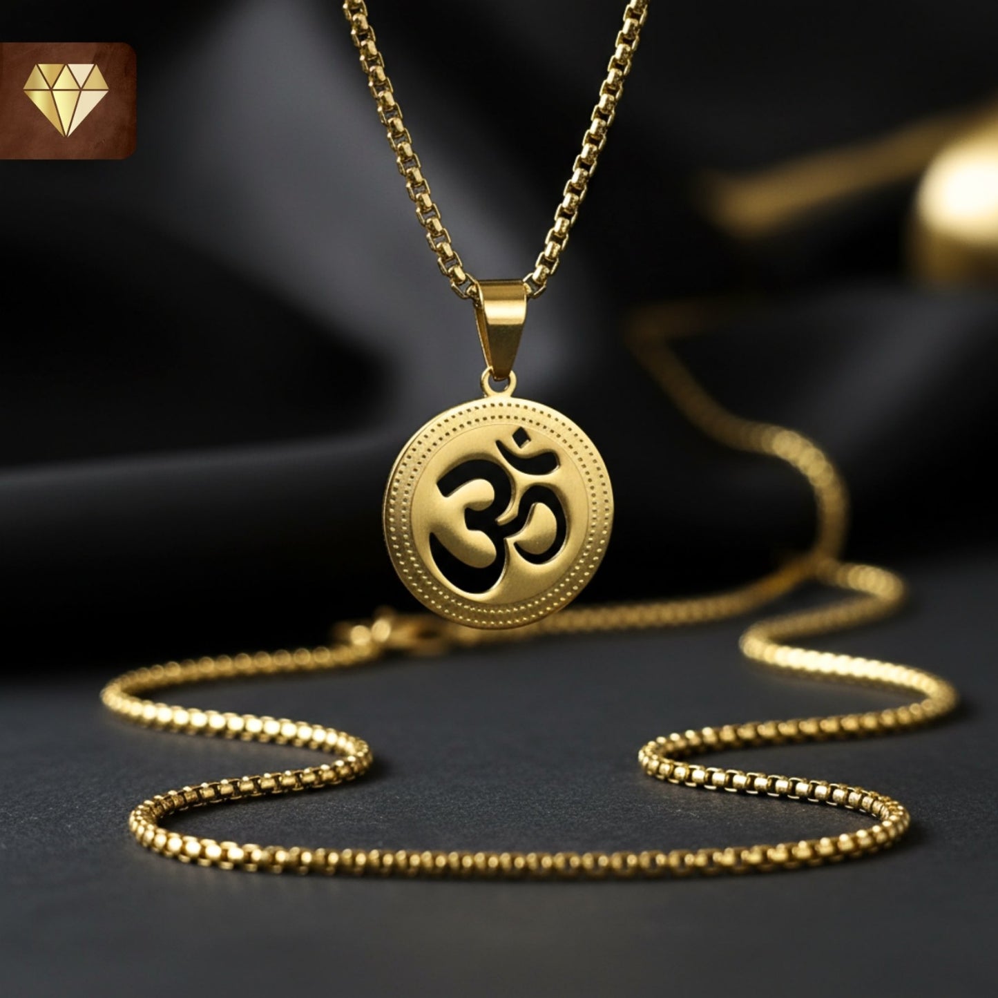 Men’s gold-plated Om pendant chain necklace – spiritual jewelry for meditation and daily wear
