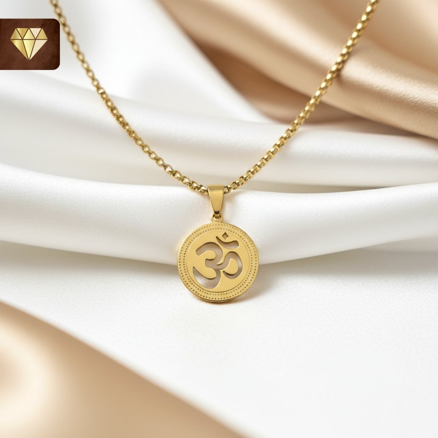 Men’s gold-plated Om pendant chain necklace – spiritual jewelry for meditation and daily wear