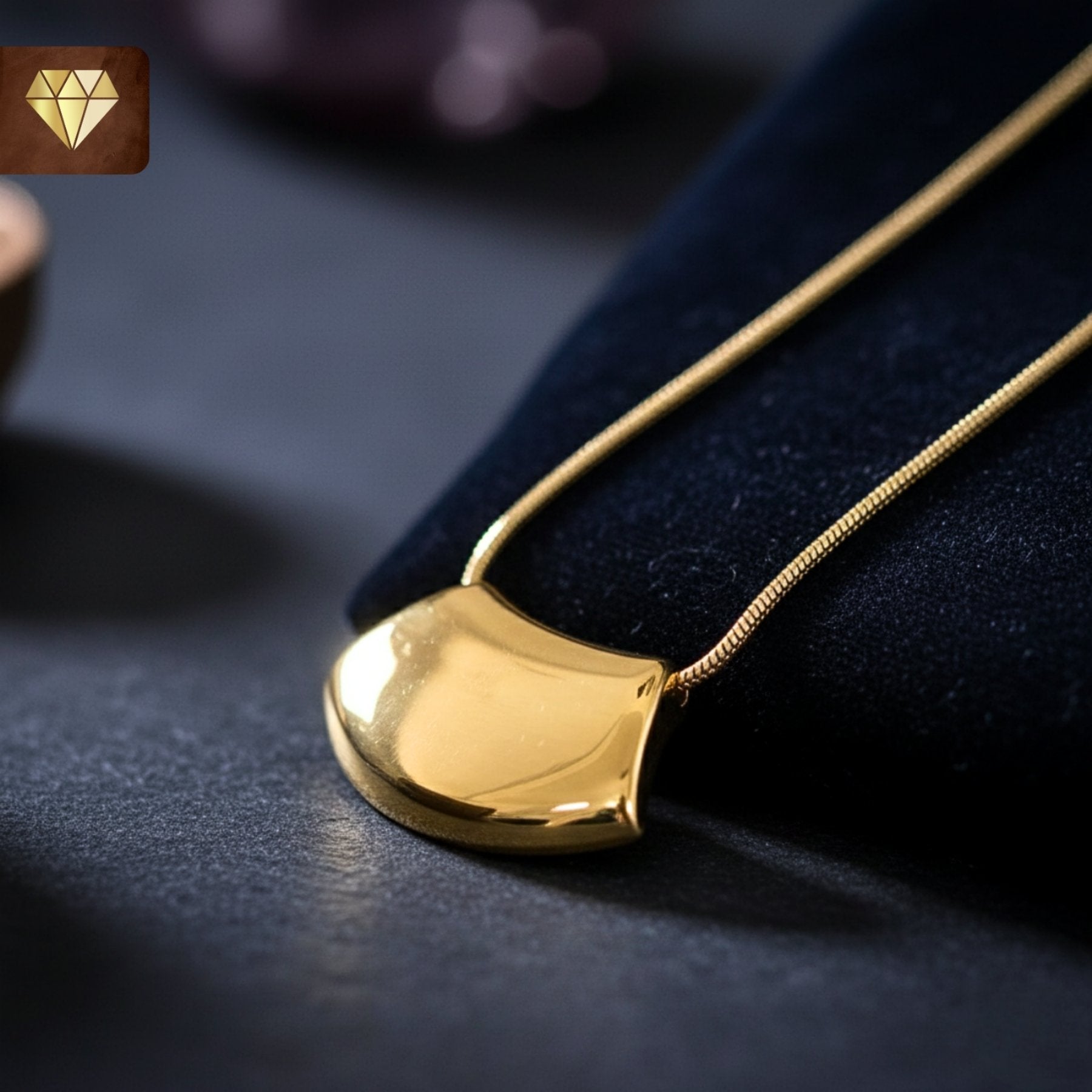 Minimalist gold-plated geometric pendant necklace with sleek high-polish finish for women